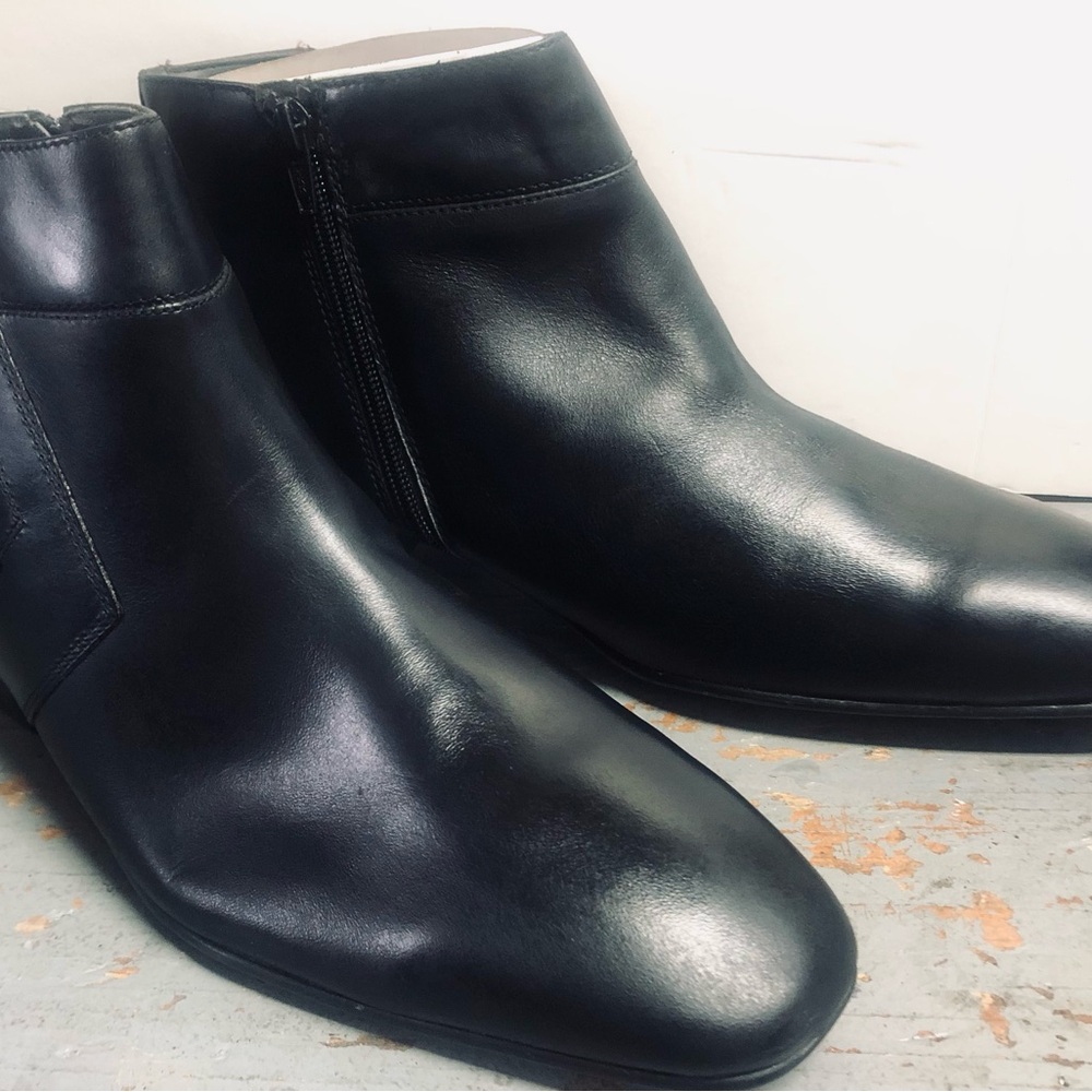 Black Leather Men's Ankle Boots
